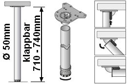 Tischbeinl�nge 710-740mm klapp