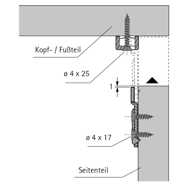 Verbindungsbeschlag f�r Betten 100mm (Garnitur)
