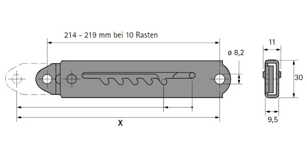 Rastomat, Verstellbeschlag f�r Kopf- und Fu�teil (10 Raster)