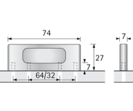 M�belgriff  -Fermo-  Bohrabstand 64mm  Edelstahl Optik