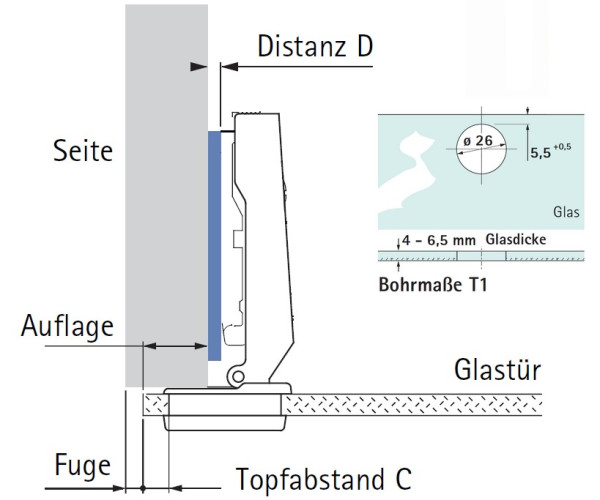 Glast�rscharnier Intermat 9904 95�  (Au�enseite)