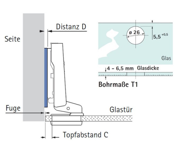 Glast�rscharnier Intermat 9904 95�  (einliegende T�r)