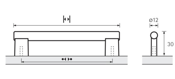 M�belgriff -Vieste- Bohrabstand 96mm  Edelstahl Optik
