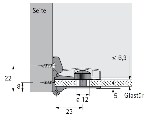 Glast�rscharnier ET 5150 Z vernickelt matt